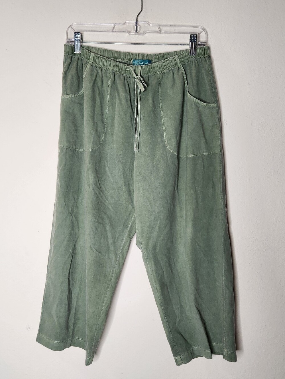 Fresh Produce Womens Medium Green Wide Capri High Rise Pockets